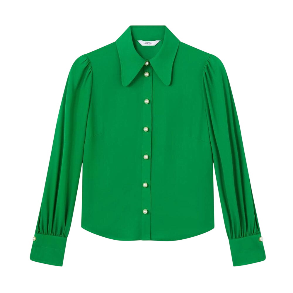 L.K. Bennett Sonya Bright Green Silk Blouse